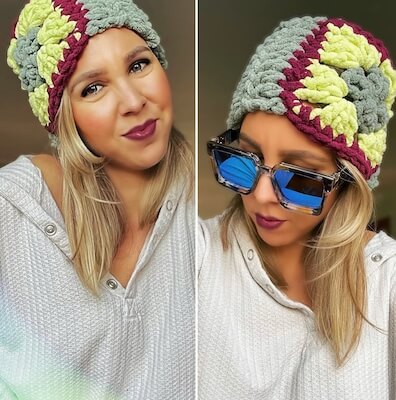 Crochet Granny Square Beanie by Cozy Creative Crochets