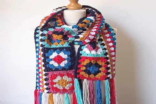 Crochet Granny Square Scarf Pattern by Annie Design Crochet