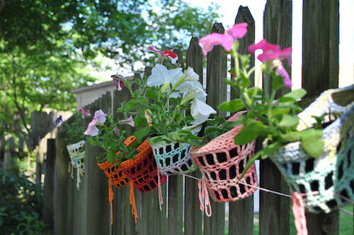 Crochet Hanging Pot Holders Pattern by Esme Crick