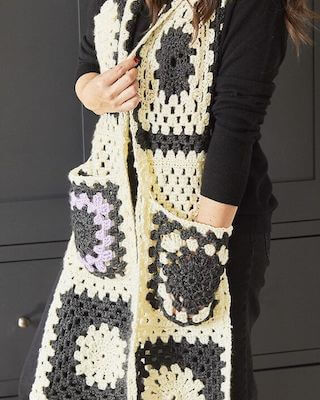 Granny Square Scarf With Pockets by Good Housekeeping