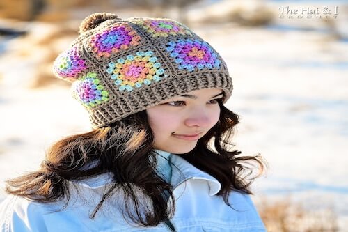 Granny's Square Dance Slouchy Beanie Crochet Pattern by The Hat And I