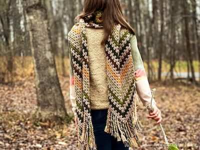 Long Chevron Granny Square Scarf Crochet Pattern by Deni Made Designs