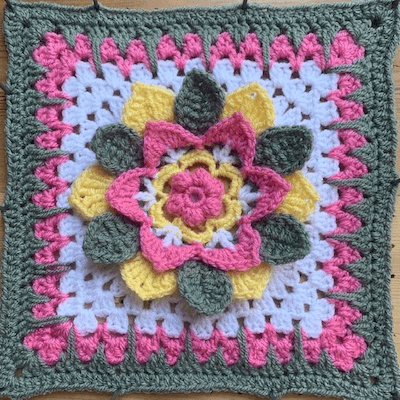 3D Crochet Flower Granny Square Pattern by Cosy Rosie