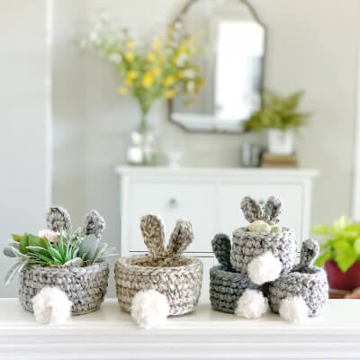 Crochet Bunny Basket Pattern by Simply Made By Erin