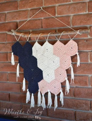 Boho Hexagon Wall Hanging Crochet Pattern by Whistle & Ivy