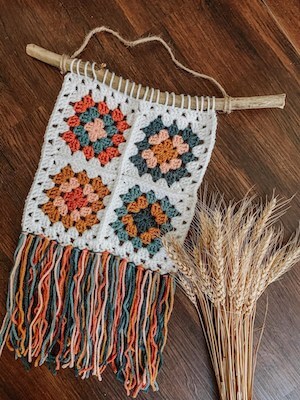 Crochet Granny Square Wall Hanging Pattern by Fiction And Fibers