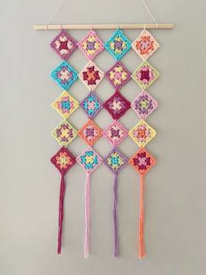 Granny Square Wall Hanging Crochet Pattern by The Crochet Swirl