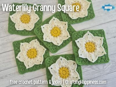 Waterlily Granny Square Crochet Pattern by Crafting Happiness