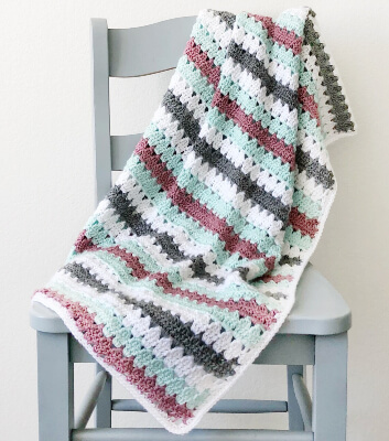Crochet Striped Modern Granny Blanket Pattern by daisyfarmcrafts