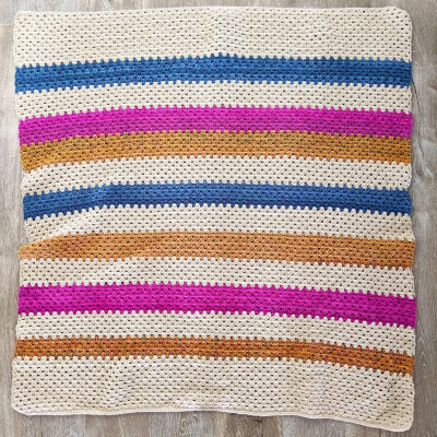 Granny Stripe Throw Crochet Pattern by JustBeCraftyShop