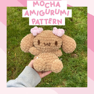 Mocha Brown Cafe Bunny Amigurumi Crochet Pattern by SadieCrocheting