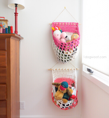 T-Shirt Yarn Hanging Basket Crochet Pattern by One Dog Woof