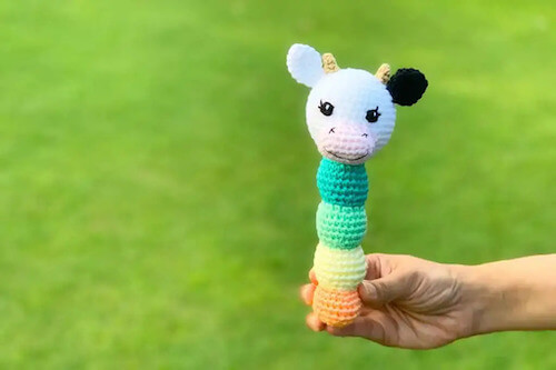 Cleo, The Cow Crochet Rattle Pattern by Chai Coffee Crochet
