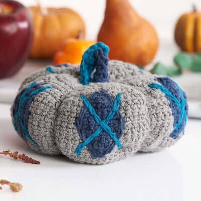 Crochet Argyle Pumpkin Pattern by Yarnspirations