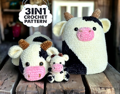 Crochet Cow Amigurumi Pattern by Elegant Purely