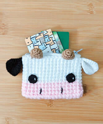 Crochet Cow Card Wallet Pattern by Hello Happy