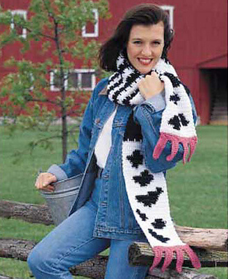 Crochet Cow Scarf Pattern by Betsy Dey