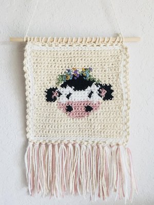 Crochet Cow Wall Hanging Pattern by Claudette Z