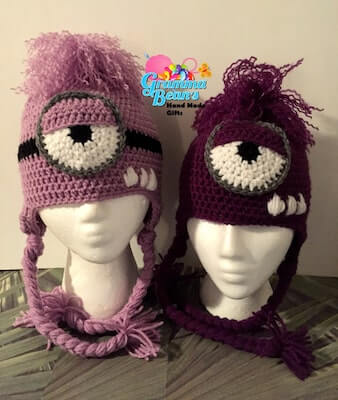 Silly Purple Minion Hat Crochet Pattern by Gramma Beans