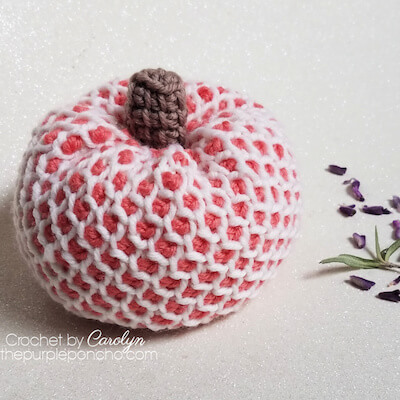 Tunisian Crochet Honeycomb Pumpkin Pattern by The Purple Poncho