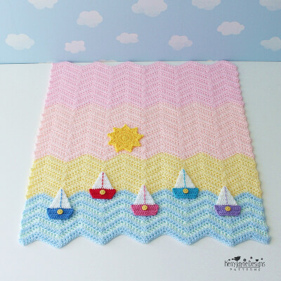 Baby Blanket Bobbing Boats Crochet Pattern by KerryJayneDesigns