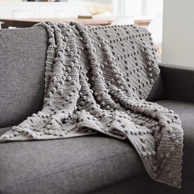Chunky Bobble Stitch Blanket Crochet Pattern by LeeleeKnits