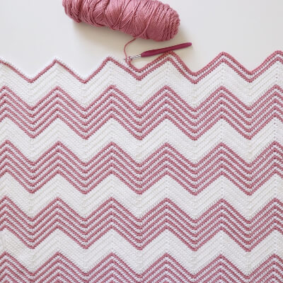 Crochet Front Loop Chevron Blanket Pattern by Daisyfarmcrafts