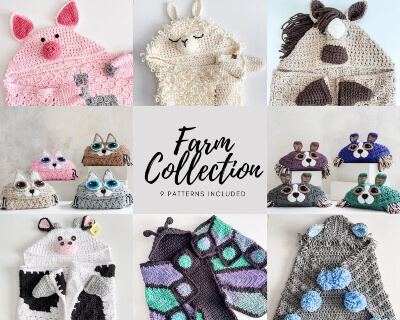 Hooded Farm Blanket Collection Crochet Books PDF by MJsOffTeHookDesigns
