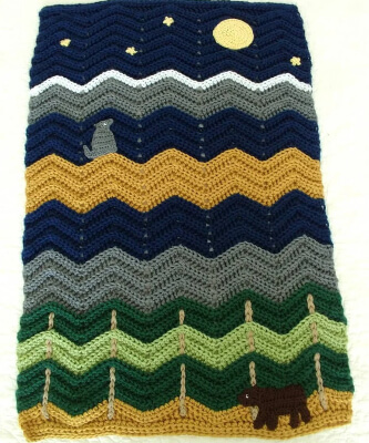 Midnight Mountains Baby Bear Blanket Pattern by LoopsyCrochetPattern