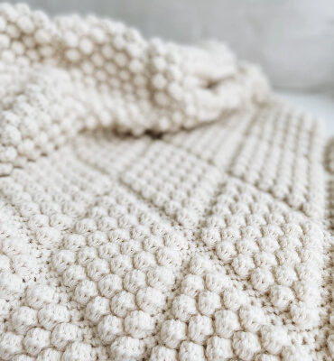 The Dyaman Bobble Blanket Crochet Pattern by DeBrosseNYC