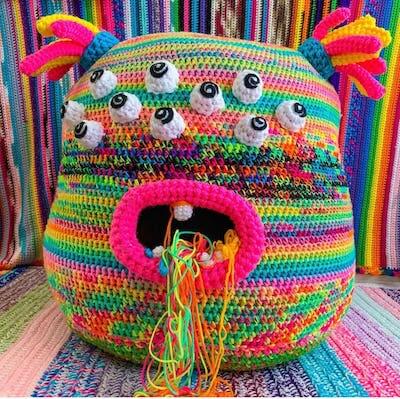 Big Ed Ottoman Monster Crochet Pattern by Yarn Girl Liv