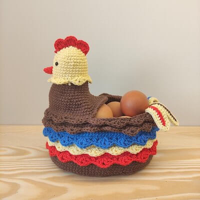 Crochet Chicken Egg Basket Pattern by Dina W