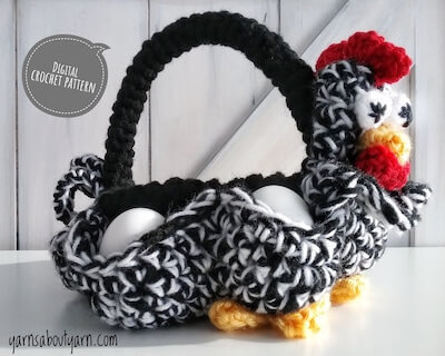Chicken crochet Egg Collecting Basket Pattern by Yarns About Yarn