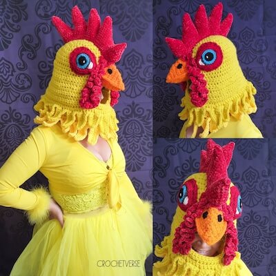 Crochet Chicken Hood Costume Pattern by Crochetverse