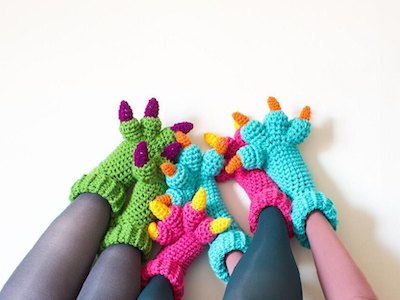 Crochet Monster Slippers Pattern by Lorna W