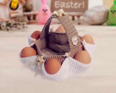 Egg Basket Crochet Pattern by Little Owls Hut