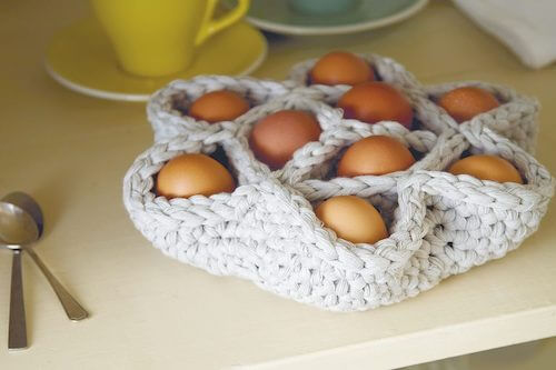 Crochet Egg Basket Free Pattern by Cara Medus