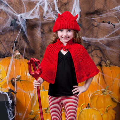 Little Devil Hat And Cape Crochet Pattern by Red Heart