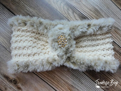 Crochet Elegant Faux Fur Headband Pattern by Traverse Bay Crochet
