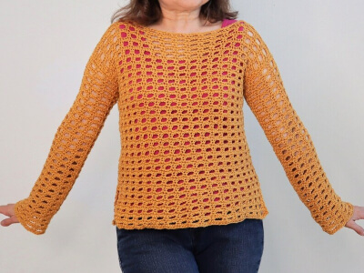 Crochet Mesh Stitch Sweater Pattern by CrazyCoolCrochetUS