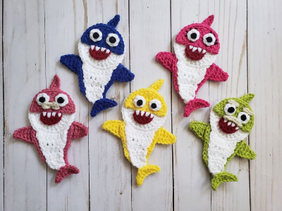 Crochet Shark Appliques Pattern by the Yarn Conspiracy
