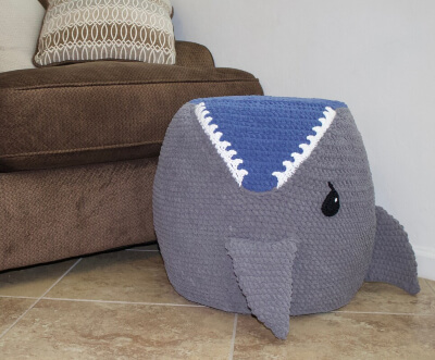 Crochet Shark Pouf Pattern by Bri Abby HMA