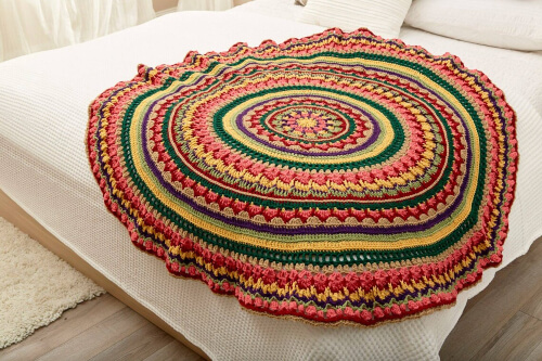 Mandala Circular Blanket Crochet Pattern by PinkBenchShop