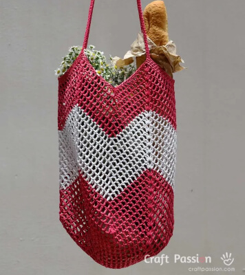 Mesh Stitch Crochet Market Bag Pattern by Craft Passion