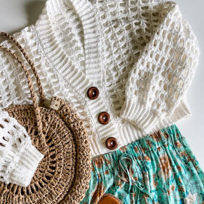 Peek-A-Boo Crop Summer Crochet Cardigan Pattern by MJsOffTheHookDesigns