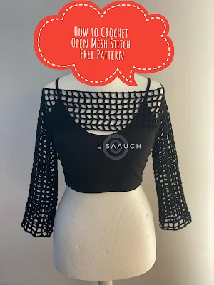 Square Mesh Crop Top with Sleeves Pattern by Lisa Auch Crochet