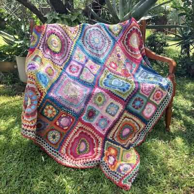African Flowers Granny Square Blanket Crochet Pattern by Stoutos Stuff