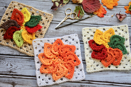 Autumn Leaves Granny Square Crochet Pattern by Kristyn Hertrich