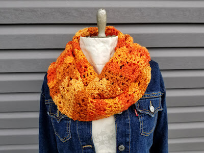 Autumn Sunrise Infinity Scarf Crochet Pattern by Highland Hickory Designs