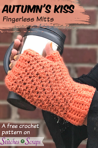 Autumn's Kiss Fingerless Mitts Crochet Pattern by Stitches N Scraps